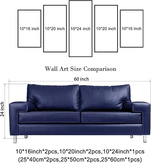 Wieco Art Elephant Canvas Prints Wall Art Animals Pictures to Photo Paintings Decor for Living Room Bedroom Home Decorations 5 Piece Modern Stretched and Framed Grace Grey Landscape Giclee Artwork