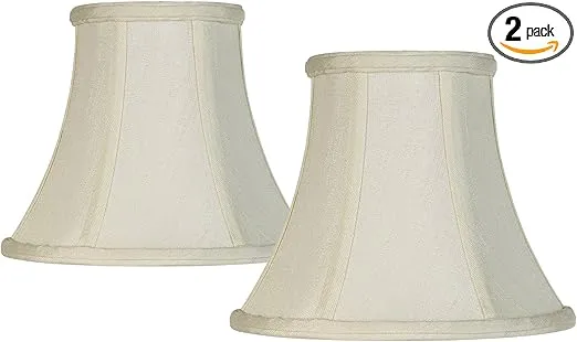 Set of 2 Bell Lamp Shades Cream Medium 4.5" Top x 8.5" Bottom x 7" High Spider with Replacement Harp and Finial Fitting - Imperial Shade