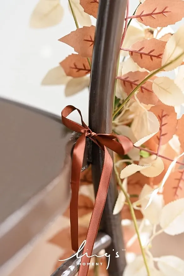 Ling's Moment 8pcs Fall Wedding Chair Decorations Aisle Pew Church Artificial Flowers Greenery Swag Terracotta Rust Sepia Bench Ceremony Reception Floral Faux Rose Arrangements Party Outdoor Sashes