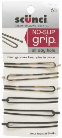 Scunci 6 Piece 3704003a048 No-Slip Grip Oval Bobby Pins Assorted Colors, 0.8 Ounce