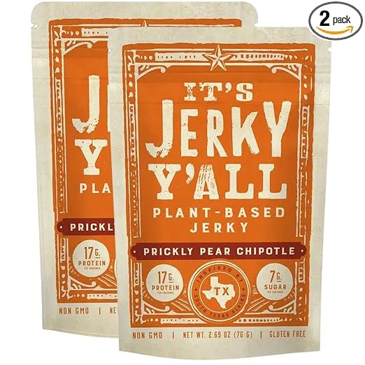 It's Jerky Y'all Plant Based Jerky CHIPOTLE | Beyond Tender and Tasty Vegan Snacks | Non-GMO, Gluten Free & Vegetarian (2 Pack)…