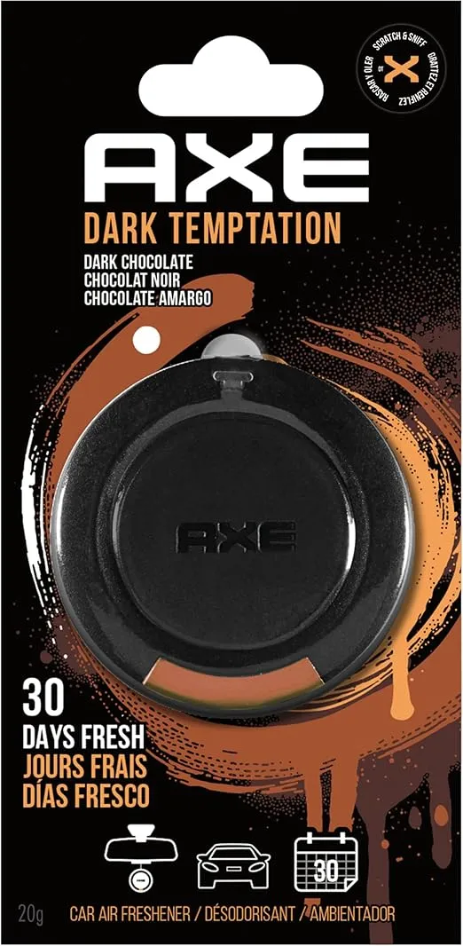 Axe 3D Hanging Disc Car Air Freshener, Air Purifier, Odor Eliminator Provides A Long Lasting Scent (Dark Temptation, 1 Pack)