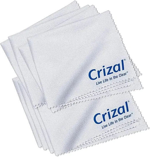 Crizal Microfiber Cleaning Cloth for Glasses, 8 Pack | The Best Microfiber Cleaning Clothes for Crizal Anti Reflective Coated Lenses and Eyeglasses Lenses