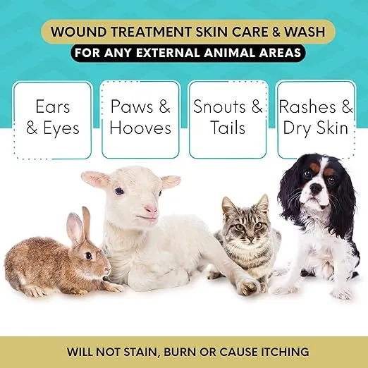 Wound Care for Dogs, Cats & Livestock 8oz - All Natural, Fast Acting Wound Care for Pets, Safe Wound Care for Cats - Works on Varied Ailments, Easy Application Spray Bottle