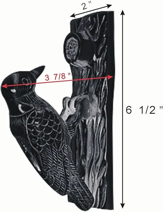 Renovators Supply Woodpecker Door Knocker - Cast Iron Black Door Knocker for Front Door - Durable Door Knocker for Home Decor - Vintage Door Knocker with Mounting Hardware - Decorative Door Knockers
