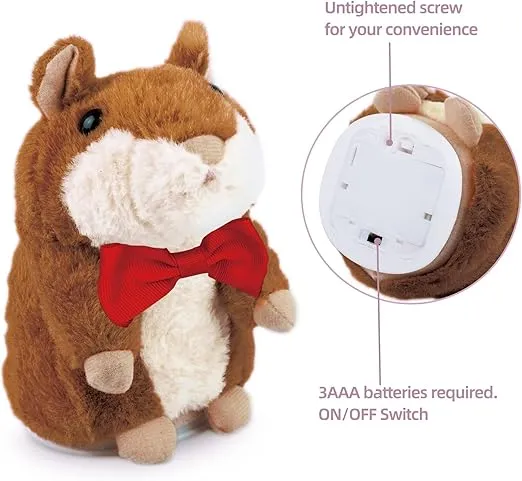 Talking Hamster Repeats What You Say, One Year Old Boy Girl Toys Birthday Gifts, Baby Toys 0-6-12-18 Months, Valentine First Birthday Gifts for Girls Age 1 3 5 (Red Tie)