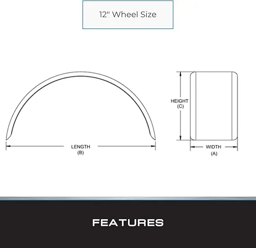 Tie Down Trailer Fenders Single Axle - 16 Gauge Steel Trailer Fender - 12" Wheel Size - 23.5" Long 7" Wide 6.5" Tall (1 Fender)