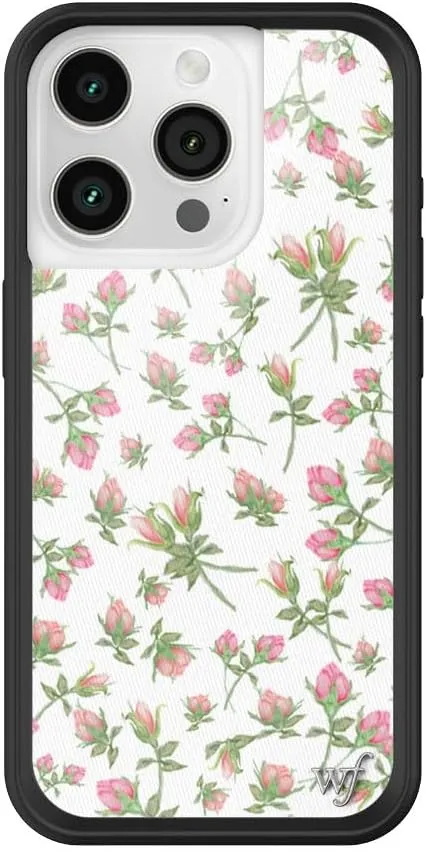 Wildflower Cases - Pink Posie Rosie Case, Compatible with Apple iPhone 15 Pro | Pink, White, Floral, Trendy, Cute - Protective Black Bumper, 4ft Drop Test Certified, Women Owned Small Business