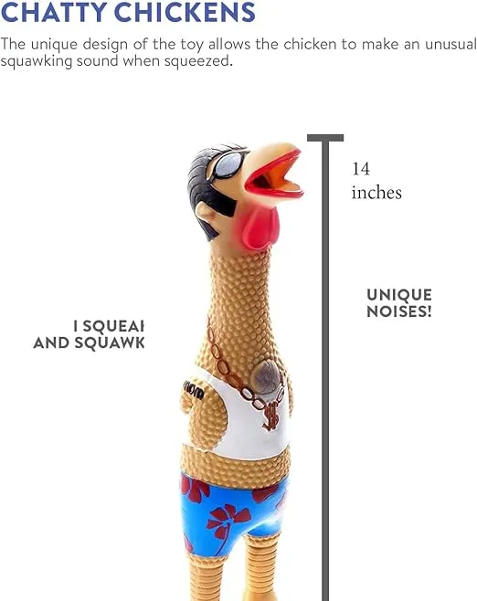 Outward Hound Squawkers Earl Latex Rubber Chicken Interactive Dog Toy, Large