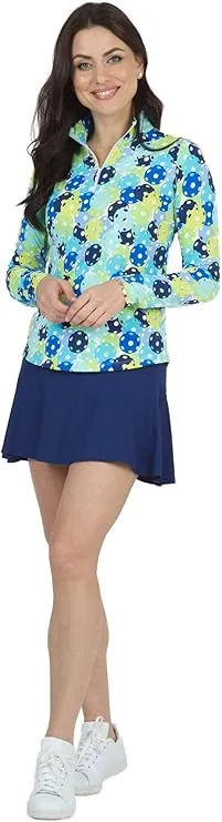 IBKUL Athleisure Wear Sun Protective UPF 50+ Icefil Cooling Tech 4.0 Print Long Sleeve Mock Neck Top – 10657