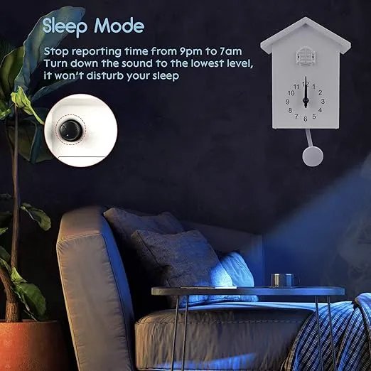 KEYPOWER Cuckoo Clock Cuckoo Wall Clock,Cuckoo Bird Voices Call, Design Clock Pendulum, with Timed Alarm Clock,Bird House, Wall Art Home Living Room Kitchen Office Decoration (White)
