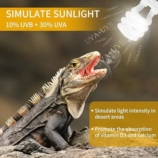 LUCKY HERP Desert UVA UVB Reptile Light Bulb 10.0 13W Compact Fluorescent Lamp