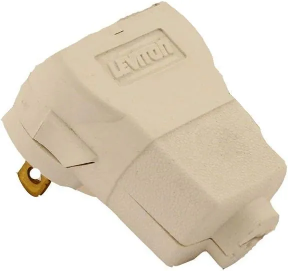 Leviton 101AN-W 15 Amp, 125 Volt 2-Pole 2-Wire, Non-Polarized Angle Plug, White