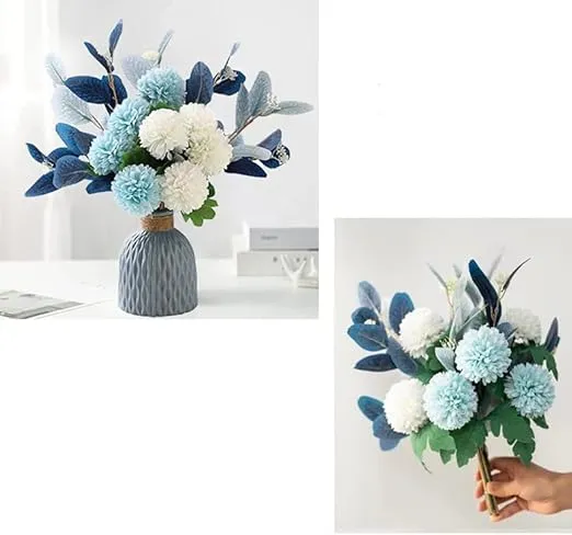 LADADA Artificial Flowers with Vases Artificial Hydrangea Flower Arrangements Home Garden Party Wedding Decor