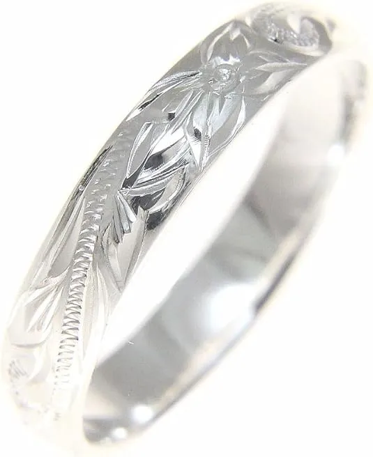Arthur's Jewelry Sterling silver 925 Hawaiian plumeria scroll 4mm band ring size 1-12