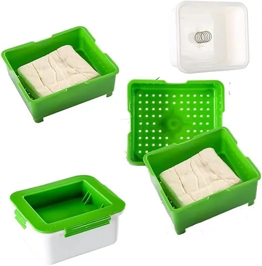 NIWWIN Tofu Press Mold Tofu Press Maker Kit Tofu Box Tofu Strainer Homemade Soybean Curd DIY Plastic Tofu Cheese Press Built-in Drainage for Home Kitchen Cooking Tool (Green) 16X14