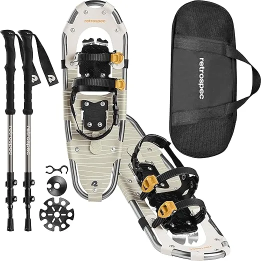 Retrospec Drifter 21/25/30 Inch Snowshoes & Trekking Poles Bundle for Men, Women, and Youth - Durable All Terrain with Adjustable Binding, Carry Bag and Lightweight Aluminum Walking & Hiking Poles