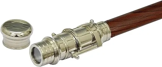 5MOONSUN5's Brass Walking Stick Vintage Handle Victorian Telescope Head Foldable Steampunk Accessories Wooden Walking Stick Cane for Men and Women