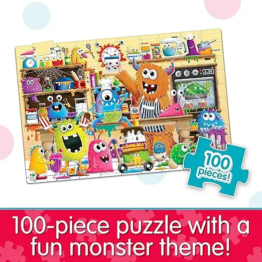 Learning Journey International Puzzle Doubles Glow in The Dark – Monsters – 100 Piece Glow in The Dark Preschool Puzzle (3 x 2 feet) – Educational Gifts for Kids Ages 3 and Up, Multicolor (115657)