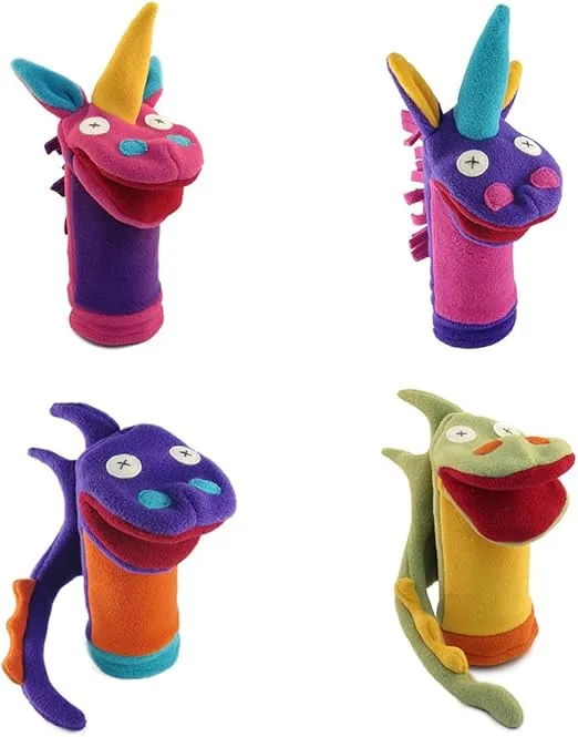 Cate and Levi Fantasy and Imagination Hand Puppets-Set of 4 Includes 2 Unicorns and 2 Dragons (100% USA Polar Fleece)