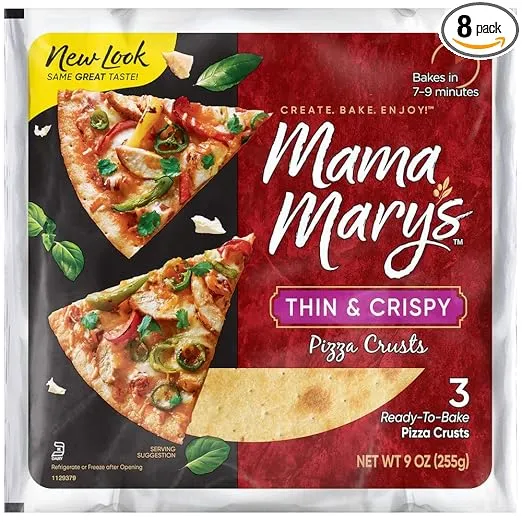 Mama Mary's Thin Pizza Crusts, 9 Ounce (Pack of 8)