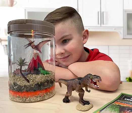 Hapinest Dinosaur Terrarium Kit with Light-up Volcano Garden - STEM Science Educational Toys and Gifts for Kids Boys and Girls Ages 5 6 7 8 9 10 Years Old and Up