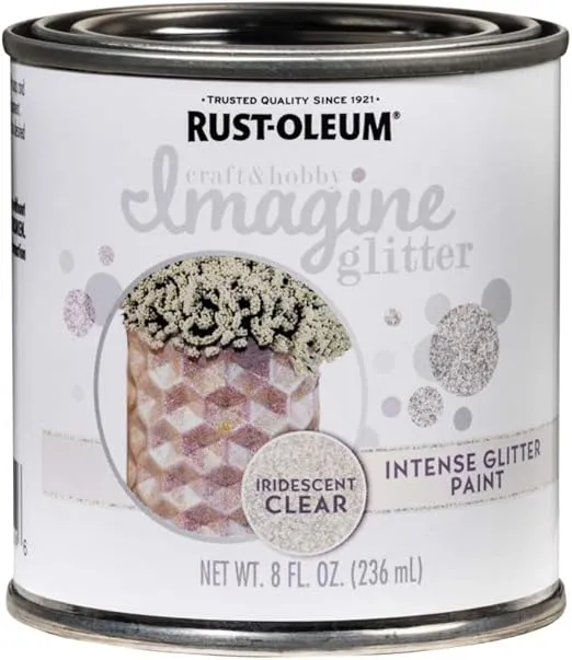 Rust-Oleum 345700 Imagine Craft & Hobby Intense Glitter Paint, 8 Oz, Iridescent, 128 Fl Oz (Pack of 1)