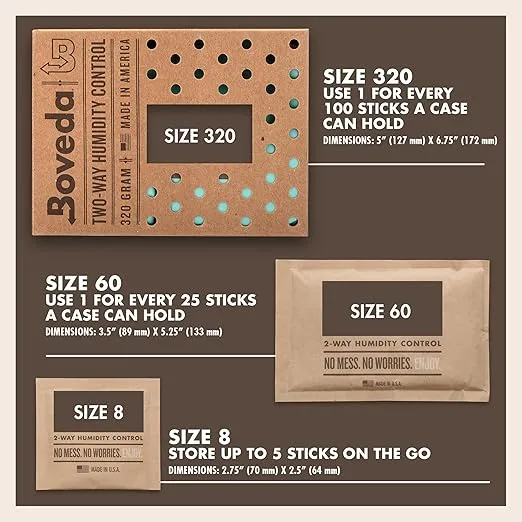 Boveda 72% Two-Way Humidity Control Packs for Storing Up to 25 Items – Single – for Wood Containers – Moisture Absorber – Humidifier Pack – Individually Wrapped Hydration Packet