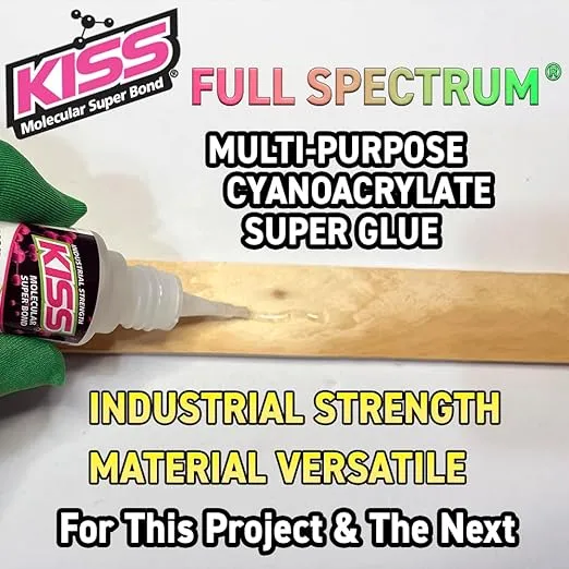 KISS Molecular Super Bond Full Spectrum Super Glue - for Waterproof, Flexible (Leather, Shoe Rubber, Straps), & Rigid Materials (Wood, Ceramic, Metal, Glass), 20g Bottle