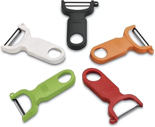 Kuhn Rikon Original Swiss Peeler Set, 4-Inch, Set of 3, Translucent Red/Green/Yellow