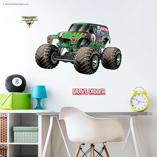 Wall Palz Monster Jam Grave Digger Wall Decal - Monster Jam Wall Stickers with 3D Augmented Reality Interaction - 28" Monster Jam Grave Digger Monster Truck Wall Decorations