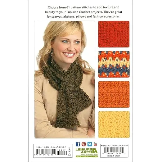 Tunisian Crochet Stitch Guide-61 Stitch Patterns Including Photo Tutorials in this Pocket Size Guide