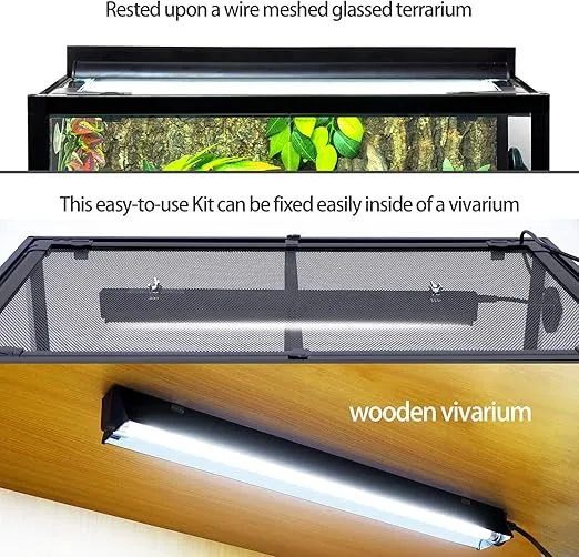 REPTI ZOO T5 HO UVB Lighting Combo Kit, Terrarium Hood Comes with Desert 10.0 UVB T5 Lamp (39W)