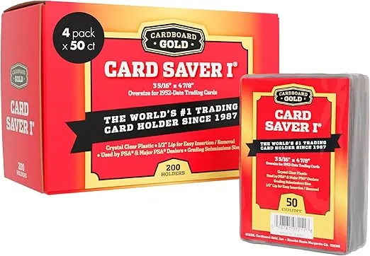 Cardboard Gold Card Saver 1-200 Count - Semi Rigid Card Holder, Trading Card Protectors - PSA-Approved Cardsaver for Baseball, Trading, Sports Cards - Card Sleeves, Binder, & Storage Box Compatible
