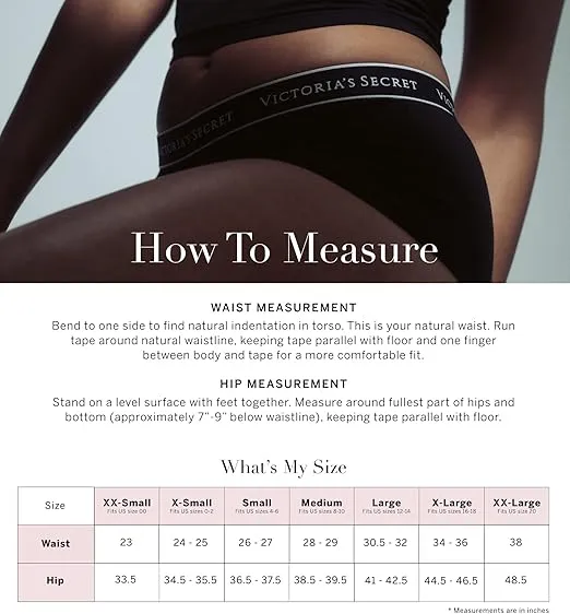 Victoria's Secret Women's Cotton Logo Hipster Underwear, Moderate Coverage Panties for Women, Multi Pack (XS-XXL)