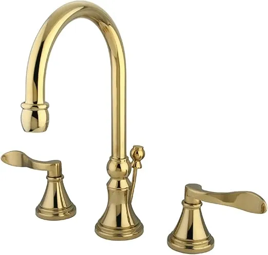 Kingston Brass KS2982DFL NuFrench Widespread Lavatory Faucet with Brass Pop-Up, Polished Brass