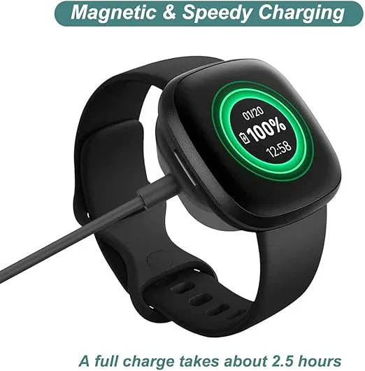 Charger for Fitbit Sense/Sense 2/Versa 3/Versa 4, Replacement Charging Cable Cord Magnetic Dock Stand for Fitbit Sense 1/2, Versa 3/4 Smartwatch