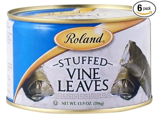 Roland Foods Canned Dolmas, Stuffed Vine Leaves with Rice and Spices, 14 Ounce Can, Pack of 6