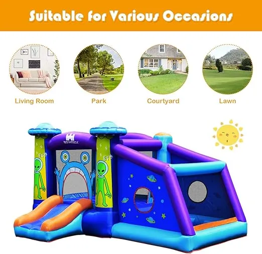 BOUNTECH Inflatable Bounce House, Alien Bouncy House for Kids Indoor Outdoor Party Fun with Large Jumping Area, Toddler Bounce House Jump Bouncy Castle for Backyard Birthday Gift, Christmas