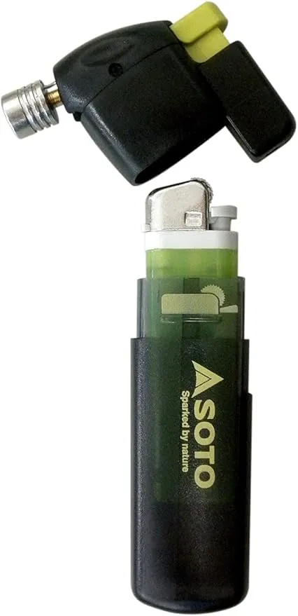 SOTO Butane Torch Lighter, Compact Windproof Pocket Lighter, Refillable, Adjustable Flame, Durable and Portable for Camping, Hiking, BBQs, and DIY Projects