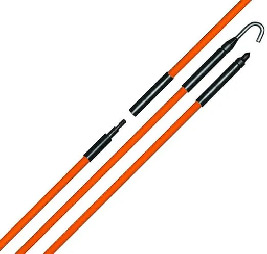 Eagle Tool US ETF25016 Wire and Cable Installer Fiberglass Rod Kit, 16-Foot assembled length, Made in the USA,Orange