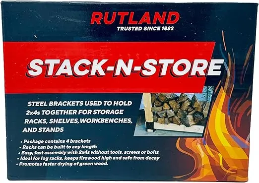 Rutland Stack N Store Corner Brackets for Building Storage Racks, Set of 4