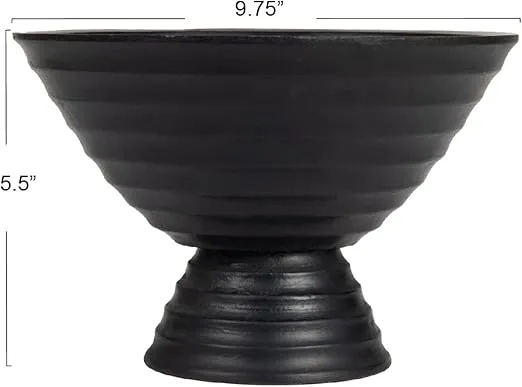 Creative Co-Op Boho Wood Pedestal Serving Bowl, Black Finish