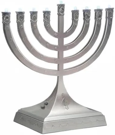 Rite Lite Chanukah “Dancing Lights” 7" H Musical Electric Menorah (Silvertone) - Electric Menorah, Hanukkah Silver Menorah That Plays Music While The Lights Dance to The Beat!