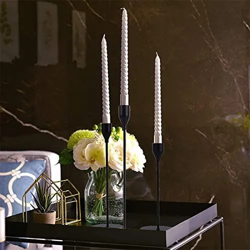6Pcs Matte Black Candle Holders, Taper Metal Candlestick Holders for 3/4" Taper Candles&Led Modern Metal Candle Stands Decorative Table Centerpieces for Wedding Dinning Party Church,Decorative Fitting