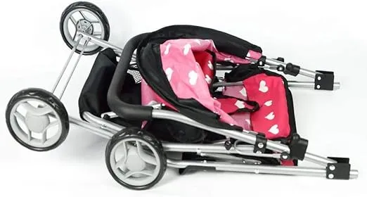 My First Doll Twin Stroller - Cutest Heart Design Doll Twins Stroller - Great Toy Gift for Girls