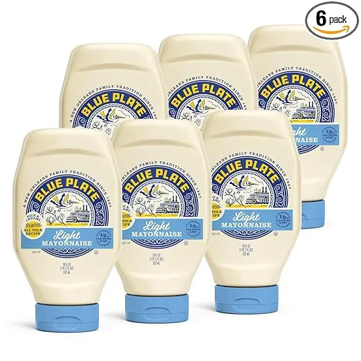 Blue Plate Light Mayonnaise, 18 Fl Oz Squeeze Bottle (Pack of 6)