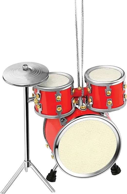 Broadway Gifts 3 Inch Red Wood Drum Set Ornament Decoration