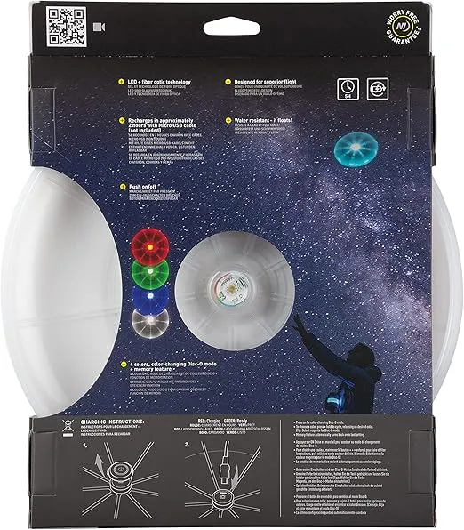 Nite Ize Flashflight Rechargeable LED Light Up Flying Disc - Glow in the Dark Flyer Disc with Long-Lasting LED Light - Family Flying Disc with Rechargeable LED Lights - Flying Disc - Disc-O Tech