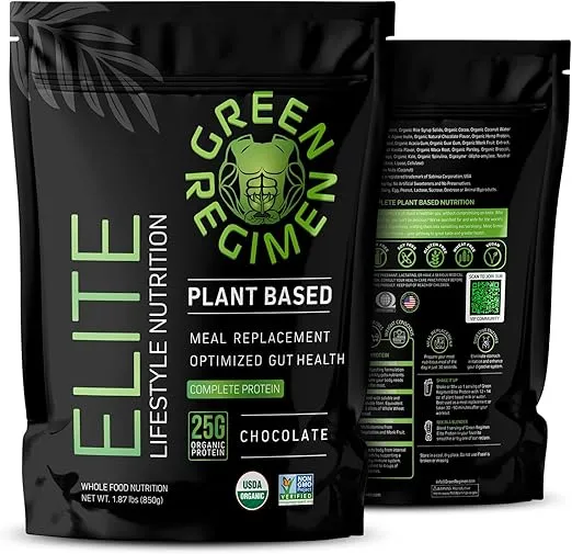 Elite Plant-Based Protein Powder - 25g Complete Hemp & Pea Protein, Meal Replacement High-Protein Vegan Shake, NonGMO, Gluten-Free, Dairy-Free - (Chocolate - 1 Month Supply)